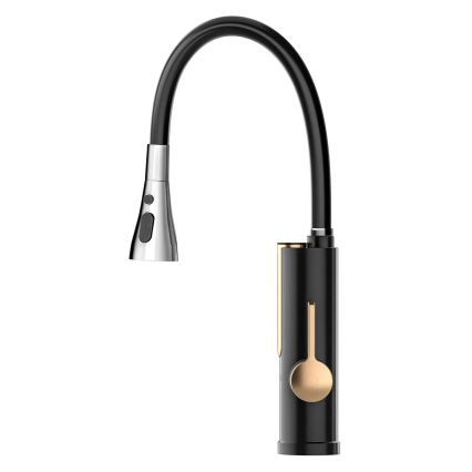 Průtokový ohřívač vody s LED displejem 3000W/230V IPX4 černá/zlatá