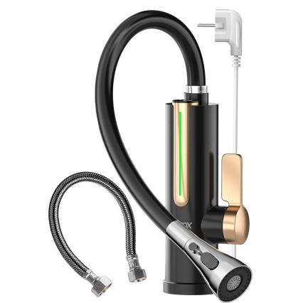 Průtokový ohřívač vody s LED displejem 3000W/230V IPX4 černá/zlatá