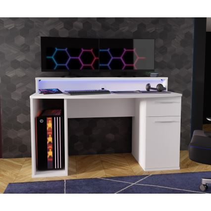 Psací strůl s podsvícením IVAR 140x65 cm bílá