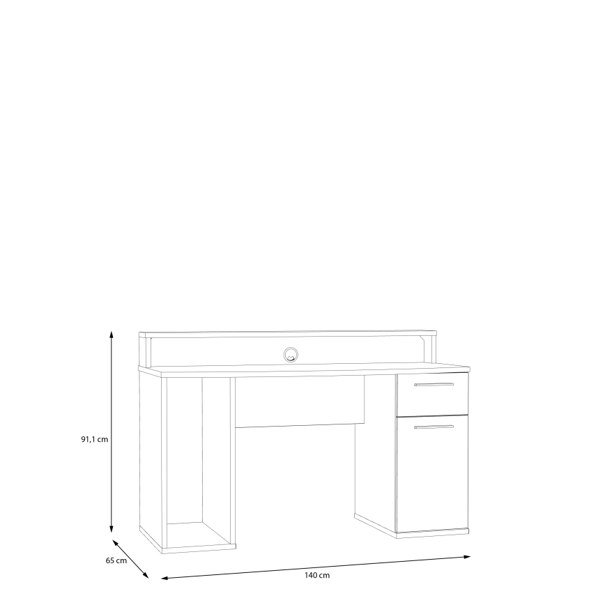 Psací strůl s podsvícením IVAR 140x65 cm bílá