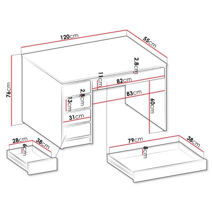 Psací stůl ADA 76x120 cm dub artisan