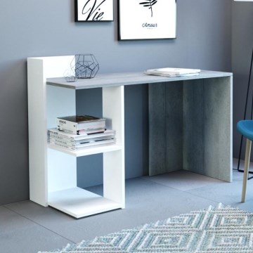 Psací stůl MARLO šedá beton/bílá