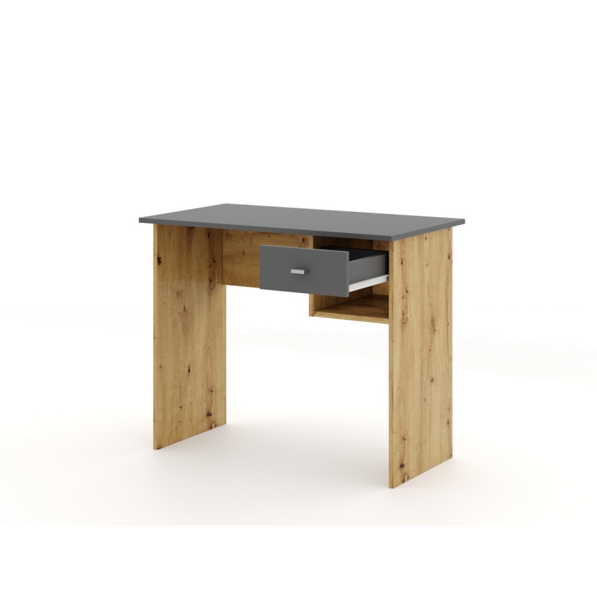 Psací stůl RICO 90x50 cm dub artisan/šedá