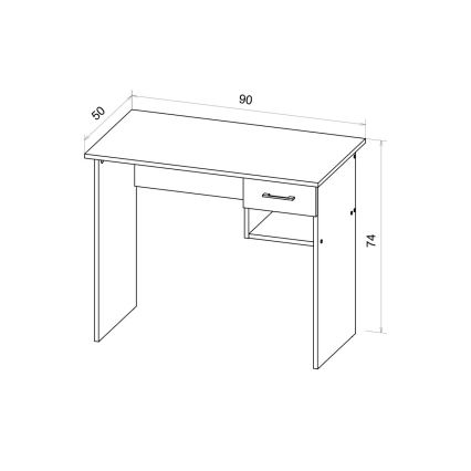 Psací stůl RICO 90x50 cm dub artisan/šedá
