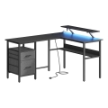 Psací stůl s podsvícením SOLEA-X 150x120 cm hnědá/černá