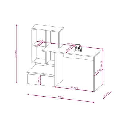 Psací stůl s policí MARLO dub artisan/antracit