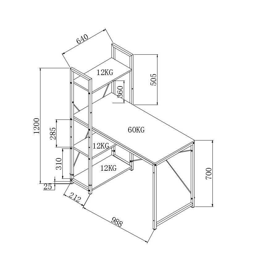 Psací stůl SERENOR černá/dub sonoma