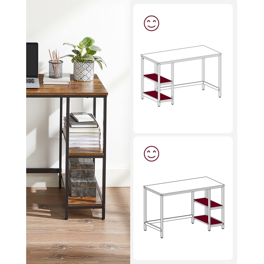 Psací stůl SOLEA 100x50 cm hnědá/černá