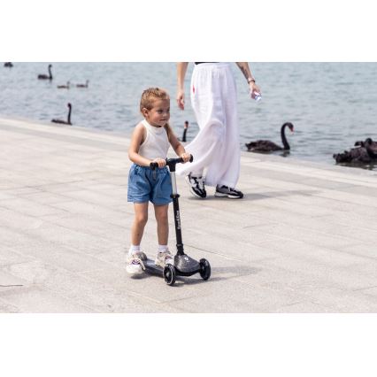 QPlay - Dětská koloběžka s LED kolečky SPARKLING černá