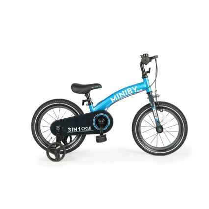 QPlay - Dětské kolo 14" MINIBY 3v1 modrá