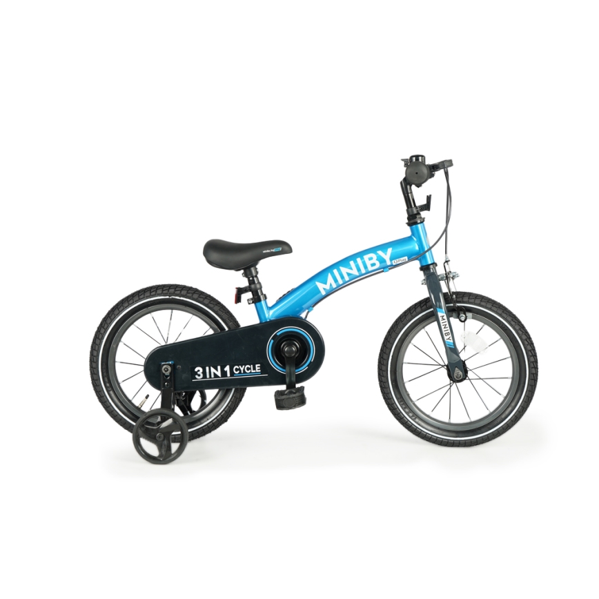 QPlay - Dětské kolo 14" MINIBY 3v1 modrá