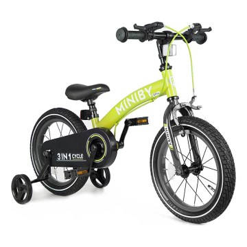 QPlay - Dětské kolo 14" MINIBY 3v1 zelená