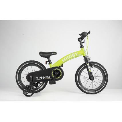 QPlay - Dětské kolo 14" MINIBY 3v1 zelená