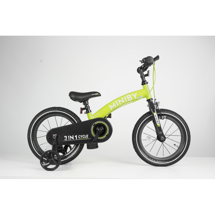 QPlay - Dětské kolo 14" MINIBY 3v1 zelená