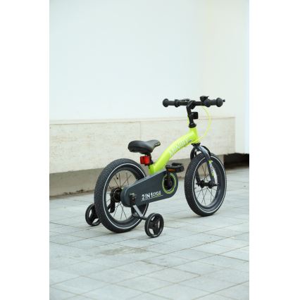 QPlay - Dětské kolo 14" MINIBY 3v1 zelená
