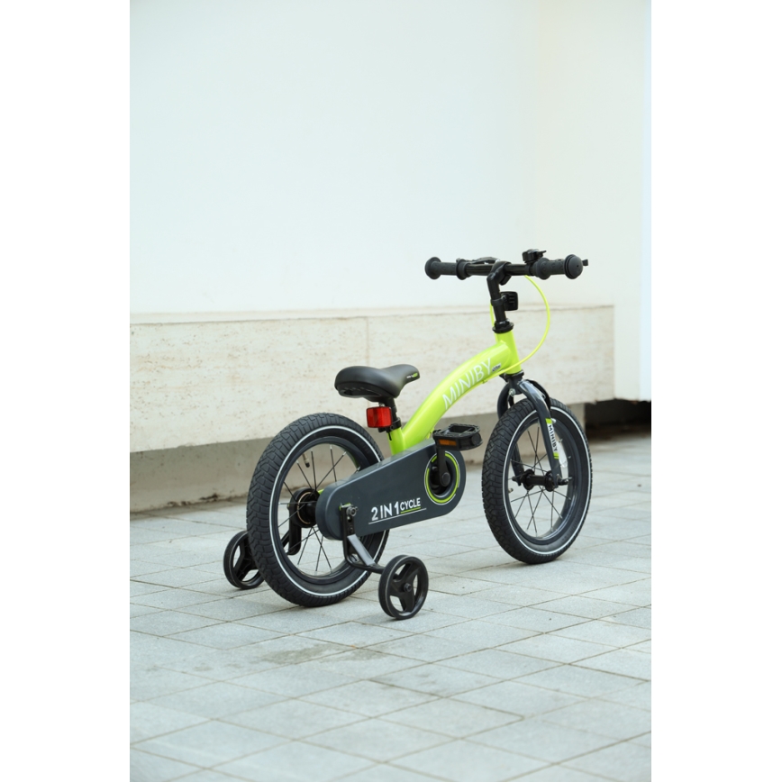 QPlay - Dětské kolo 14" MINIBY 3v1 zelená