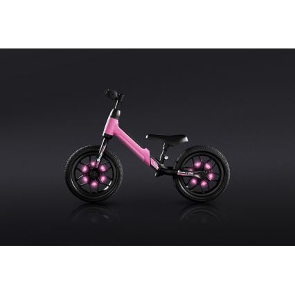 QPlay - Odrážedlo s LED světly na kolech SPARK růžová