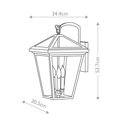 Quintiesse - Venkovní nástěnná lampa ALFORD L 3xE14/40W/230V IP44 černá