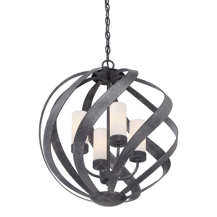 Quintiesse - Venkovní lustr na řetězu BLACKSMITH 4xE14/40W/230V pr. 50,1 cm IP44 černá