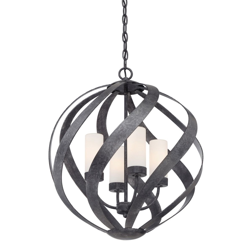 Quintiesse - Venkovní lustr na řetězu BLACKSMITH 4xE14/40W/230V pr. 50,1 cm IP44 černá