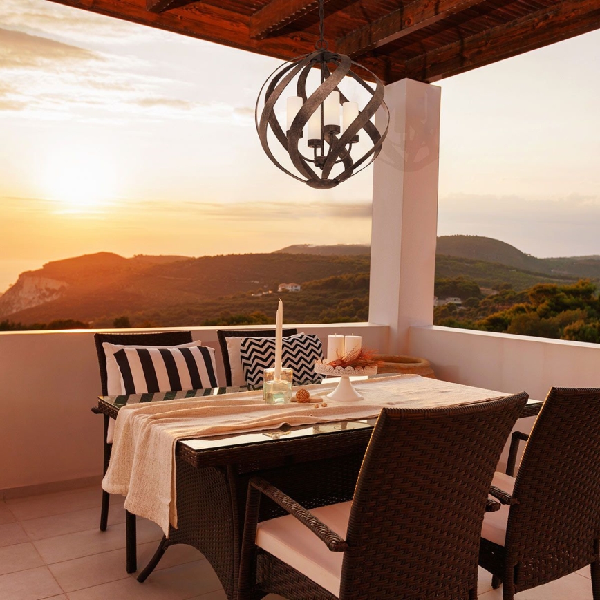 Quintiesse - Venkovní lustr na řetězu BLACKSMITH 4xE14/40W/230V pr. 50,1 cm IP44 černá