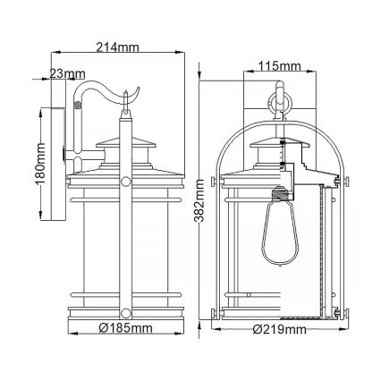 Quintiesse - Venkovní nástěnná lampa BOOKER M 1xE27/60W/230V IP44 matný chrom