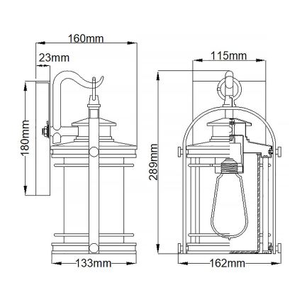Quintiesse - Venkovní nástěnná lampa BOOKER S 1xE27/60W/230V IP44 matný chrom