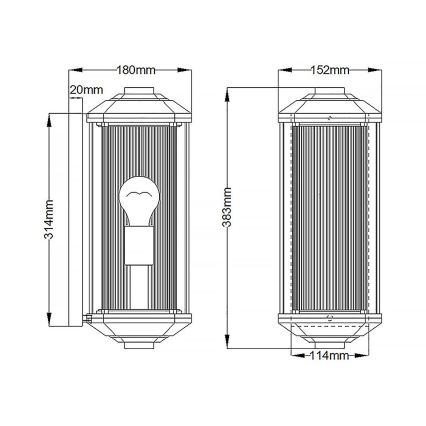 Quintiesse - Venkovní nástěnné svítidlo CASTELLE M 1xE27/60W/230V IP44 černá