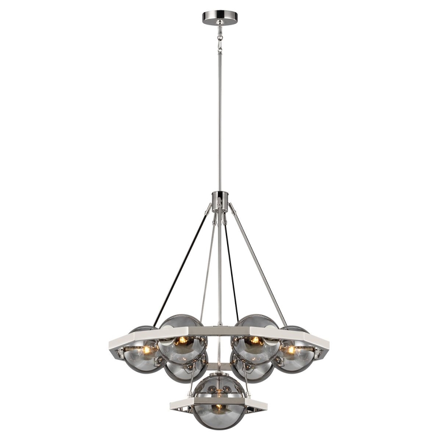 Quintiesse - Lustr na tyči HARPER 7xE14/60W/230V pr. 81,3 cm lesklý chrom/kouřová