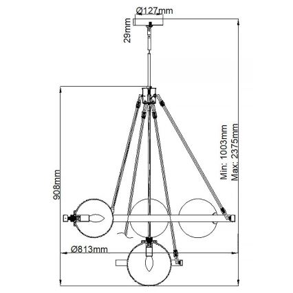 Quintiesse - Lustr na tyči HARPER 7xE14/60W/230V pr. 81,3 cm lesklý chrom/kouřová