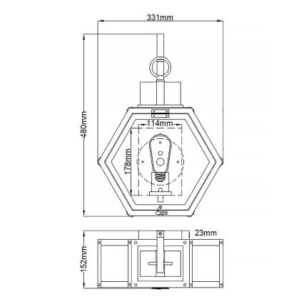 Quintiesse - Venkovní nástěnné svítidlo HEATH M 1xE27/60W/230V IP44 bronzová