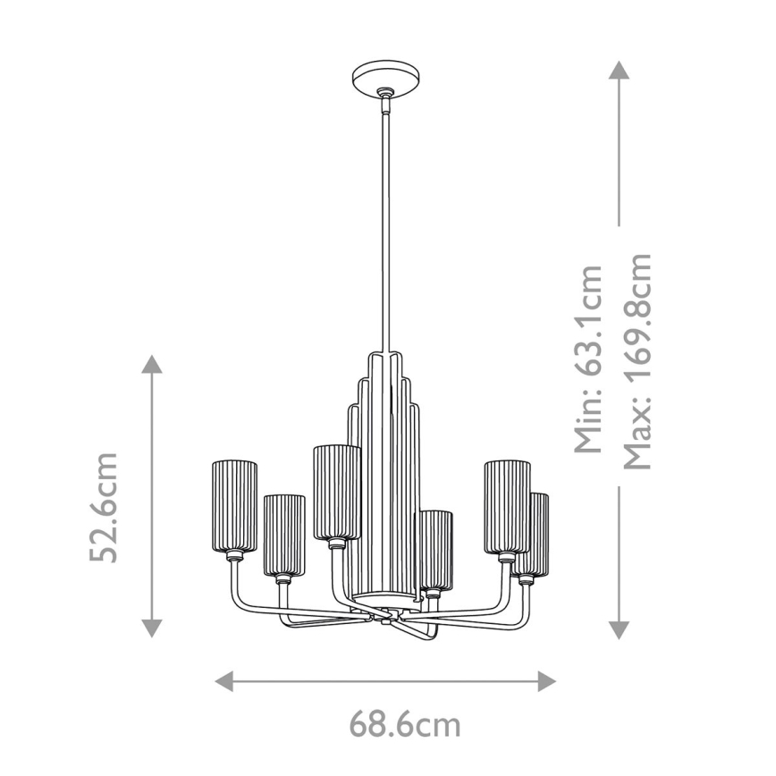 Quintiesse - Lustr na tyči KIMROSE 6xE14/40W/230V pr. 68,6 cm zlatá