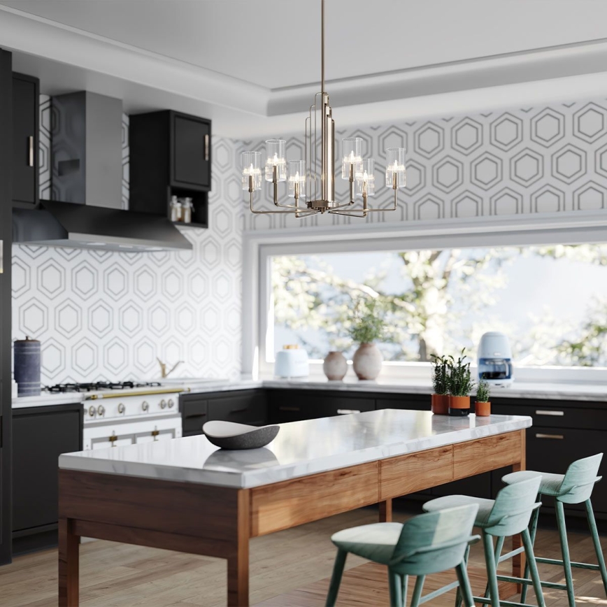 Quintiesse - Lustr na tyči KIMROSE 6xE14/40W/230V pr. 68,6 cm lesklý chrom