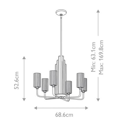Quintiesse - Lustr na tyči KIMROSE 6xE14/40W/230V pr. 68,6 cm lesklý chrom