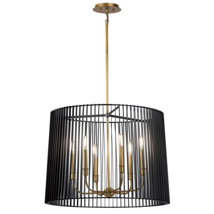 Quintiesse - Lustr na tyči LINARA 6xE14/60W/230V pr. 66 cm černá/zlatá