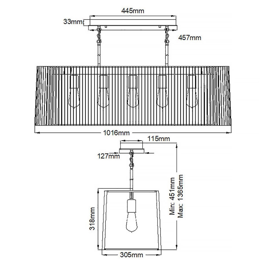 Quintiesse - Lustr na tyči LINARA 5xE27/60W/230V černá/zlatá