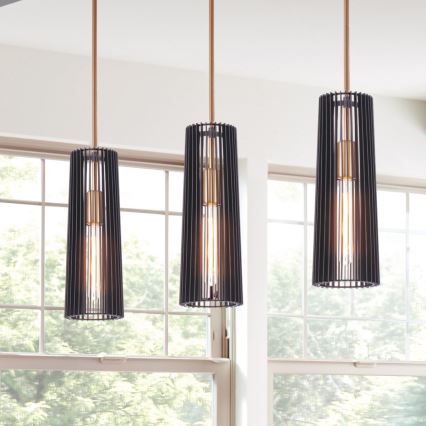 Quintiesse - Lustr na tyči LINARA 1xE27/60W/230V pr. 15,2 cm černá/zlatá