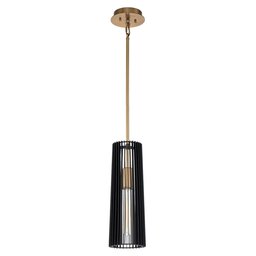 Quintiesse - Lustr na tyči LINARA 1xE27/60W/230V pr. 15,2 cm černá/zlatá