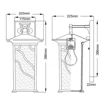 Quintiesse - Venkovní nástěnná lampa MORRIS L 1xE27/60W/230V IP44 bronzová