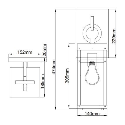 Quintiesse - Venkovní nástěnná lampa PORTER M 1xE27/60W/230V IP44 černá