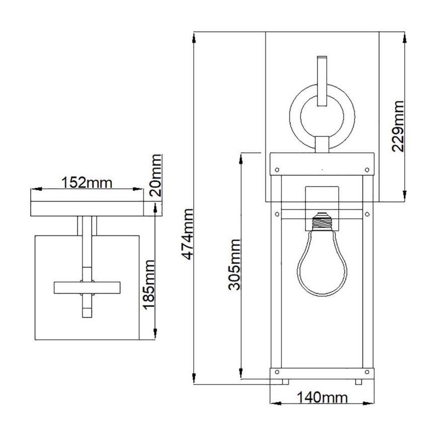 Quintiesse - Venkovní nástěnná lampa PORTER M 1xE27/60W/230V IP44 černá