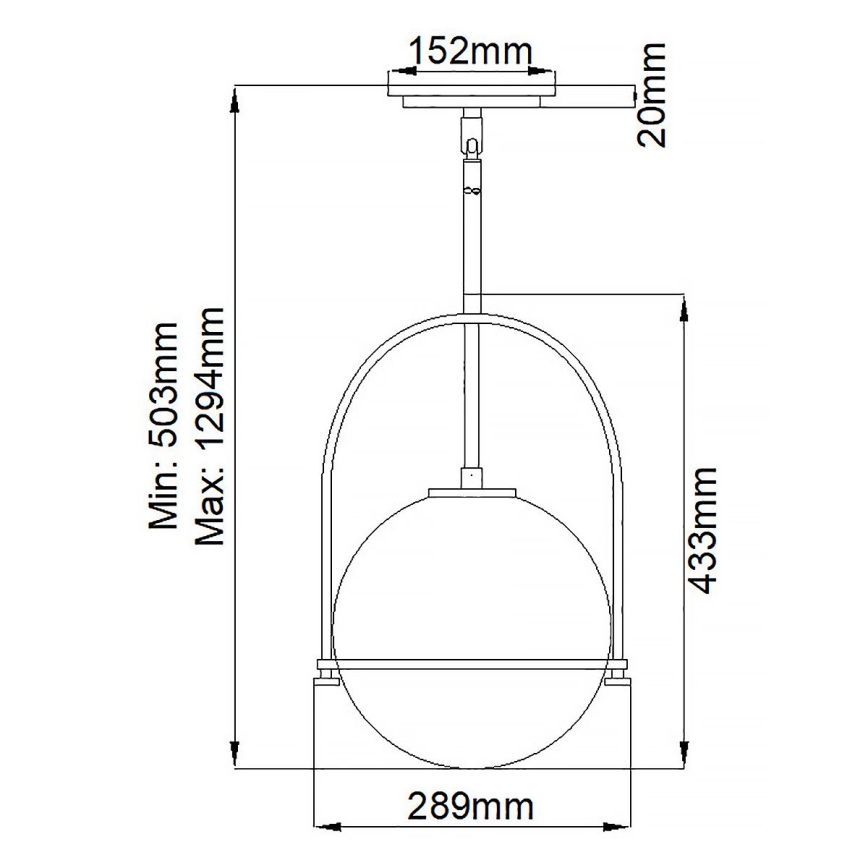 Quintiesse - Lustr na tyči SOMERSET 1xE27/60W/230V pr. 28,9 cm černá