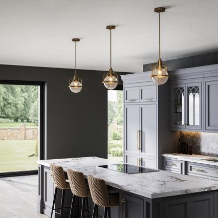 Quintiesse - Venkovní lustr na tyči TRIOCENT 1xE27/40W/230V pr. 24 cm IP44 bronzová