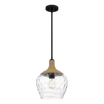 Quoizel - Lustr na tyči ROYER 1xE27/60W/230V pr. 30,2 cm čirá/černá/béžová
