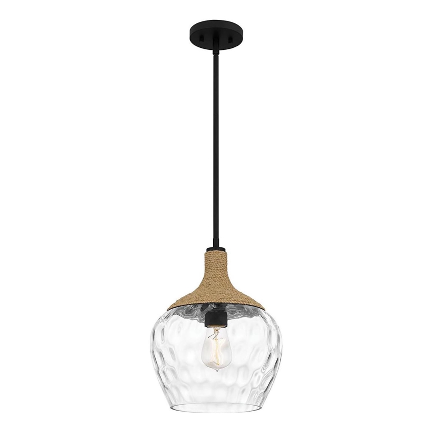 Quoizel - Lustr na tyči ROYER 1xE27/60W/230V pr. 30,2 cm čirá/černá/béžová