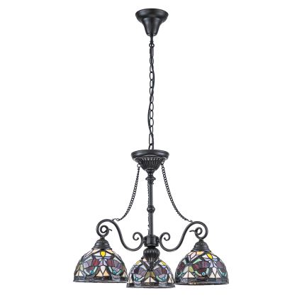 Quoizel - Lustr na řetězu Tiffany LARISSA 3xE27/60W/230V pr. 63,6 cm