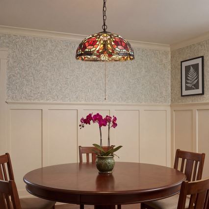 Quoizel - Lustr na řetězu Tiffany LARISSA 3xE27/60W/230V pr. 38,5 cm