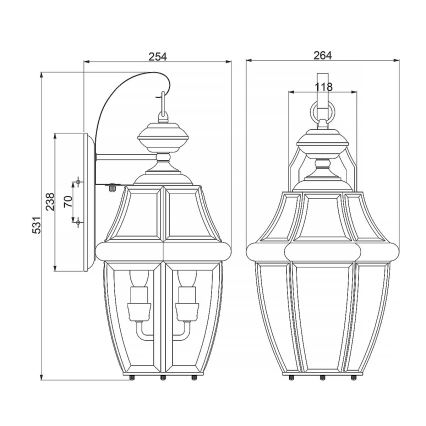 Quoizel - Venkovní nástěnné svítidlo NEWBURY 2xE14/60W/230V IP44