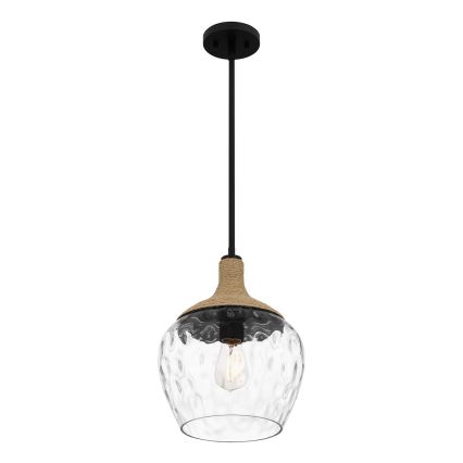 Quoizel - Lustr na tyči ROYER 1xE27/60W/230V pr. 30,2 cm čirá/černá/béžová