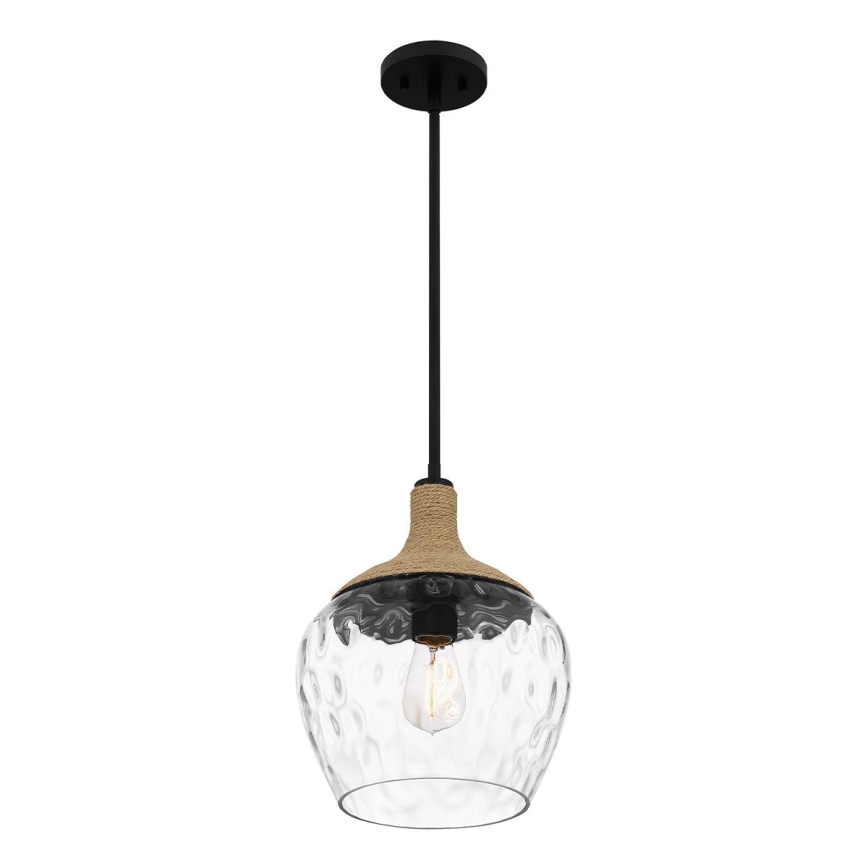 Quoizel - Lustr na tyči ROYER 1xE27/60W/230V pr. 30,2 cm čirá/černá/béžová